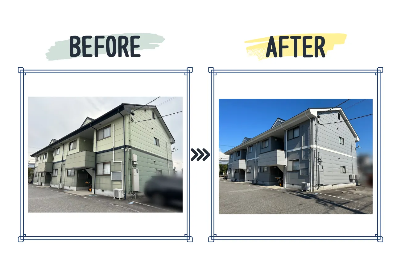 【富山県富山市】先頃の施工例をご紹介！～アパートM 外壁塗装・屋根塗装～
