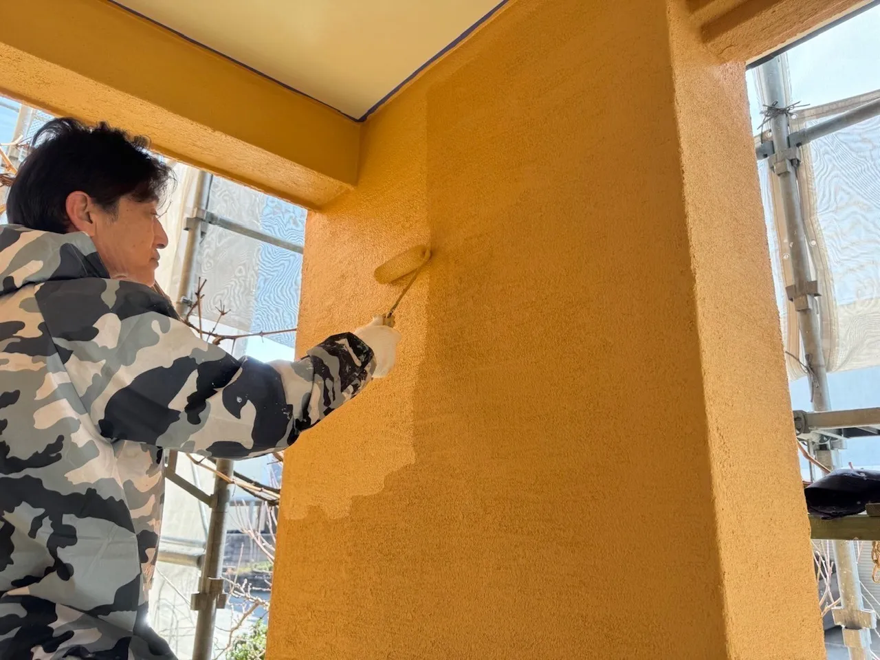外壁ジョリパット　上塗り塗装　パーフェクトトゥルーマット