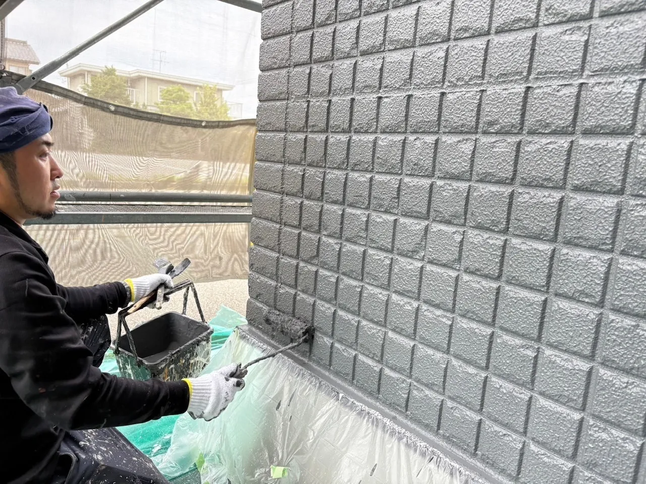 外壁　上塗り塗装　グランセラトップ2液水性